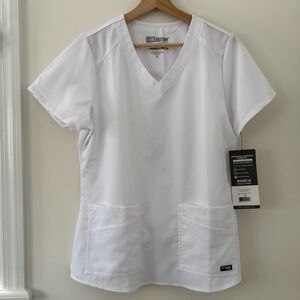 Grey's Anatomy by Barco Women’s White V-Neck Scrub Top NWT